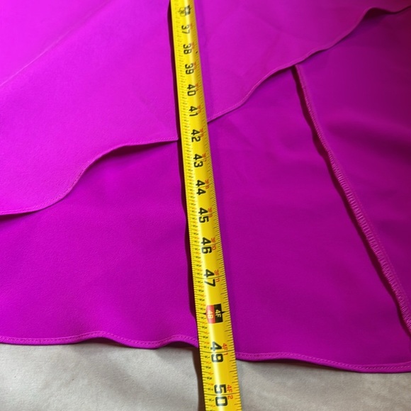 Adelyn Rae Oliana Magenta Midi Slip Dress V-Neck High-Low Wedding Guest Medium - Picture 10 of 12